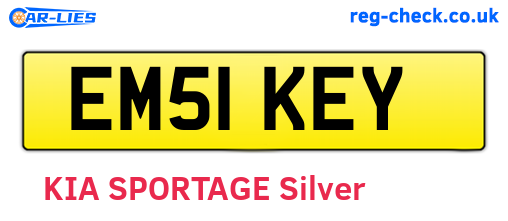 EM51KEY are the vehicle registration plates.