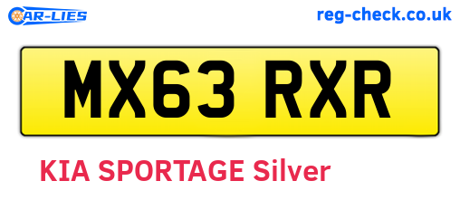 MX63RXR are the vehicle registration plates.