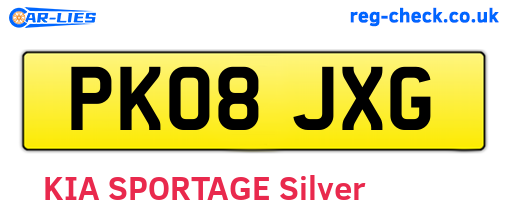 PK08JXG are the vehicle registration plates.