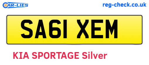 SA61XEM are the vehicle registration plates.