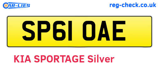 SP61OAE are the vehicle registration plates.