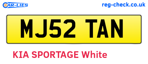 MJ52TAN are the vehicle registration plates.