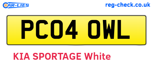 PC04OWL are the vehicle registration plates.