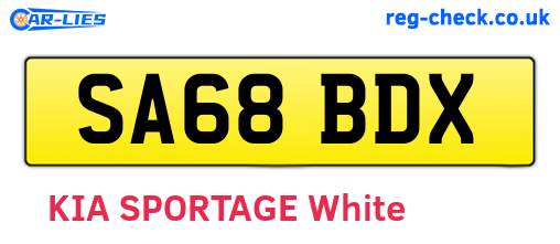 SA68BDX are the vehicle registration plates.