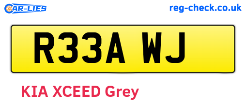 R33AWJ are the vehicle registration plates.