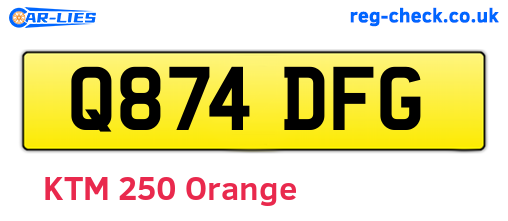 Q874DFG are the vehicle registration plates.