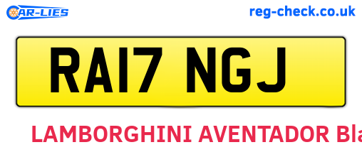 RA17NGJ are the vehicle registration plates.