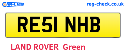 RE51NHB are the vehicle registration plates.