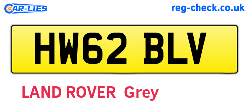 HW62BLV are the vehicle registration plates.