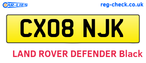 CX08NJK are the vehicle registration plates.