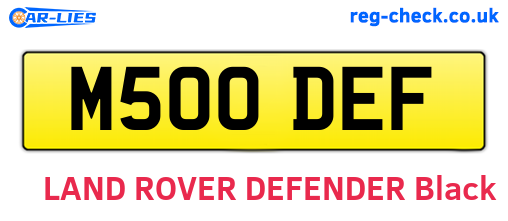 M500DEF are the vehicle registration plates.