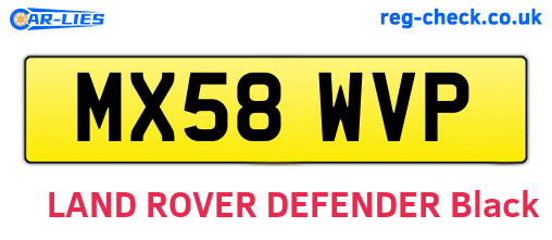 MX58WVP are the vehicle registration plates.