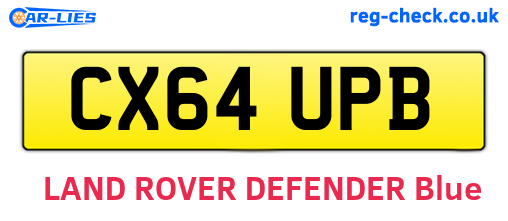 CX64UPB are the vehicle registration plates.