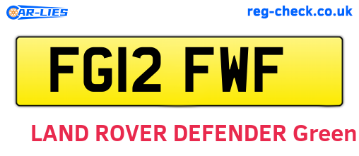 FG12FWF are the vehicle registration plates.