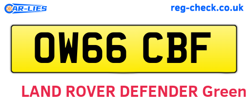 OW66CBF are the vehicle registration plates.