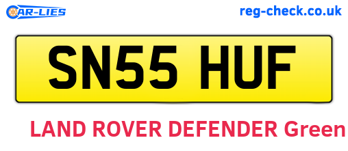 SN55HUF are the vehicle registration plates.