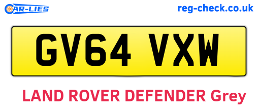GV64VXW are the vehicle registration plates.