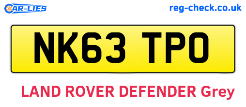 NK63TPO are the vehicle registration plates.
