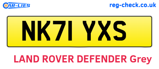 NK71YXS are the vehicle registration plates.