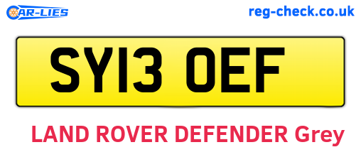 SY13OEF are the vehicle registration plates.