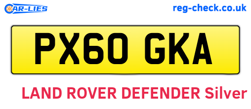PX60GKA are the vehicle registration plates.