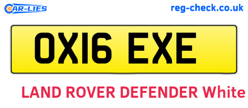 OX16EXE are the vehicle registration plates.