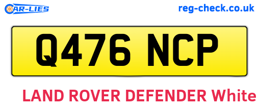 Q476NCP are the vehicle registration plates.