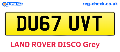 DU67UVT are the vehicle registration plates.