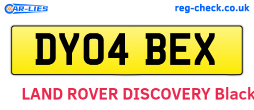 DY04BEX are the vehicle registration plates.