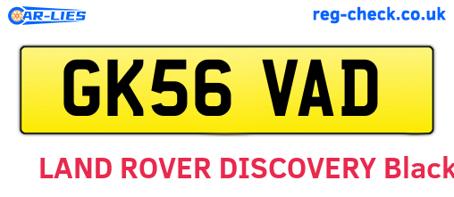 GK56VAD are the vehicle registration plates.