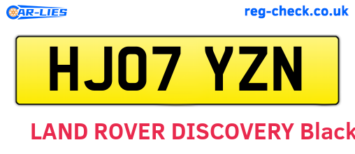 HJ07YZN are the vehicle registration plates.