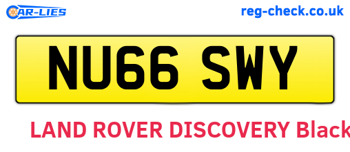 NU66SWY are the vehicle registration plates.