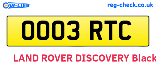 OO03RTC are the vehicle registration plates.