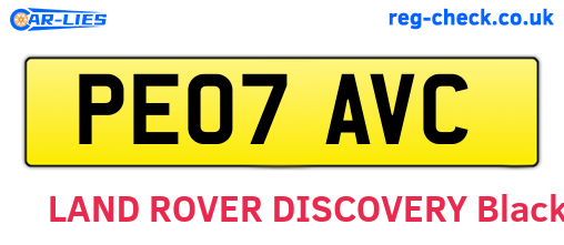 PE07AVC are the vehicle registration plates.