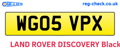WG05VPX are the vehicle registration plates.