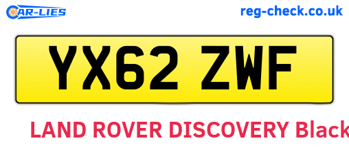 YX62ZWF are the vehicle registration plates.