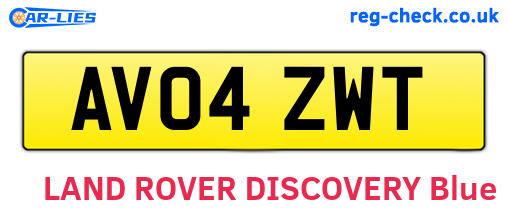 AV04ZWT are the vehicle registration plates.