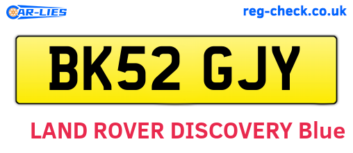 BK52GJY are the vehicle registration plates.
