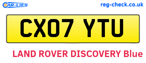 CX07YTU are the vehicle registration plates.
