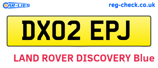 DX02EPJ are the vehicle registration plates.