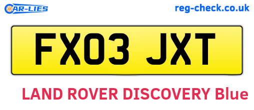 FX03JXT are the vehicle registration plates.