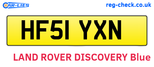 HF51YXN are the vehicle registration plates.