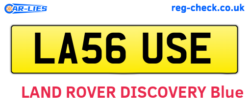LA56USE are the vehicle registration plates.