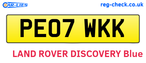 PE07WKK are the vehicle registration plates.