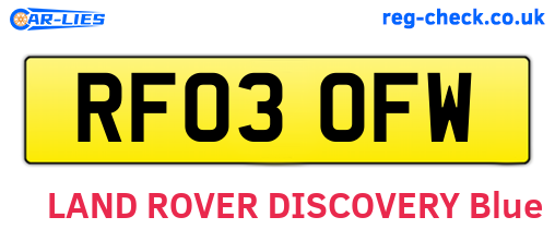 RF03OFW are the vehicle registration plates.