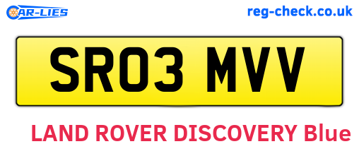 SR03MVV are the vehicle registration plates.