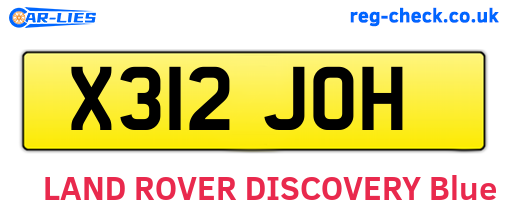 X312JOH are the vehicle registration plates.
