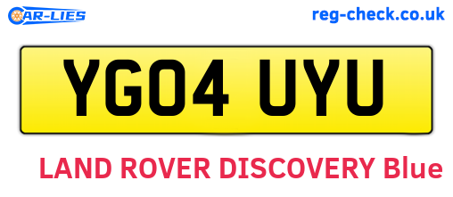 YG04UYU are the vehicle registration plates.