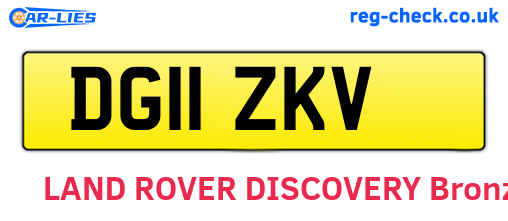 DG11ZKV are the vehicle registration plates.