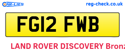 FG12FWB are the vehicle registration plates.